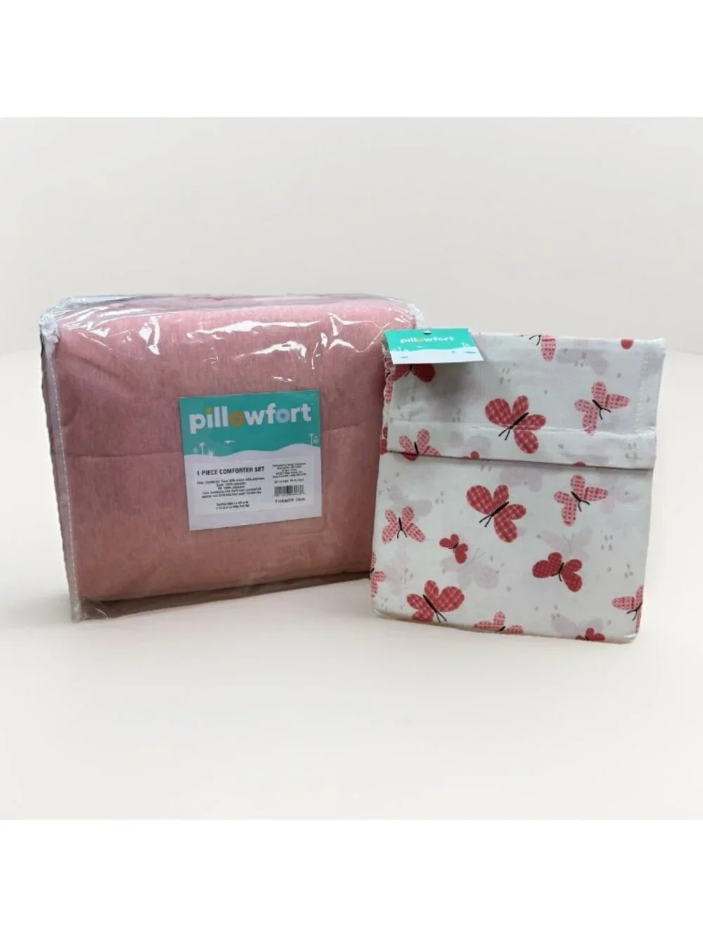 Pillowfort Toddler Girl's Channel Jersey Comforter in Pink & Butterfly Sheet Set
